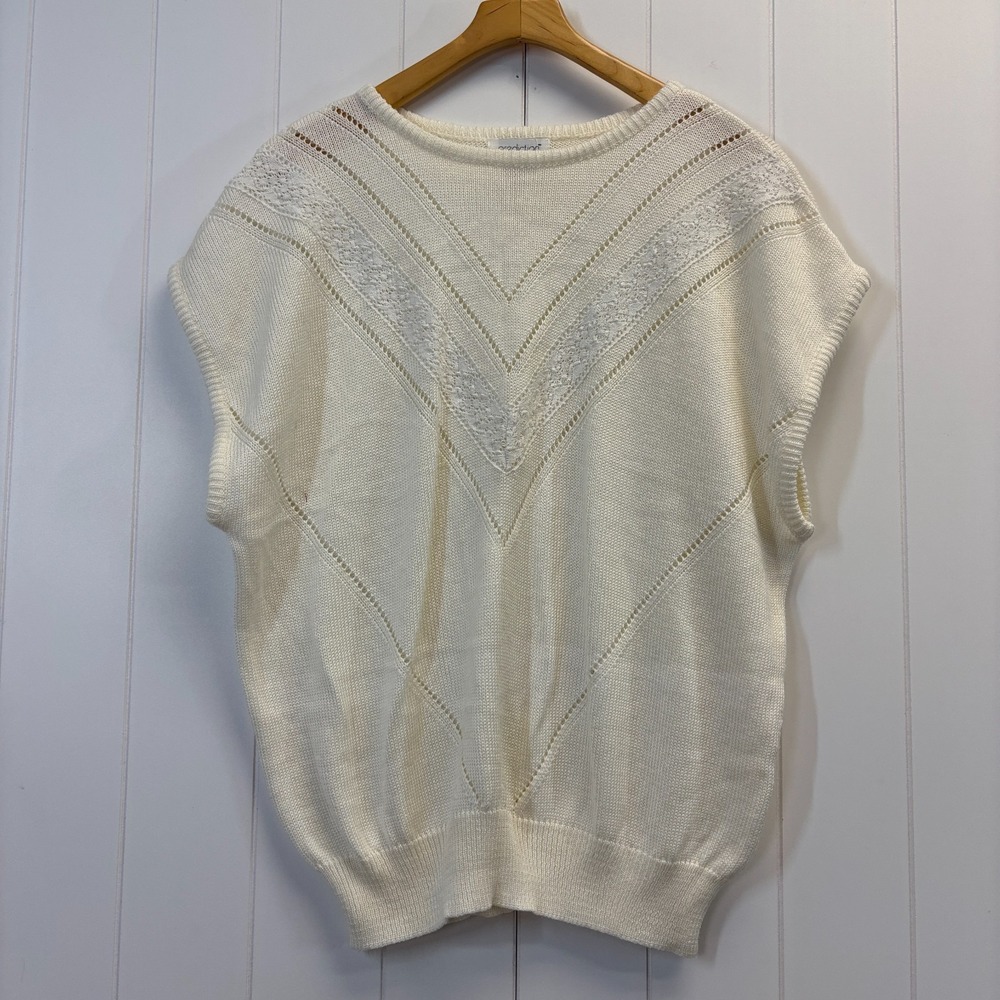 Vintage Prediction Grannycore Sweater Vest Women Size 26/26W Minimalist Cottage